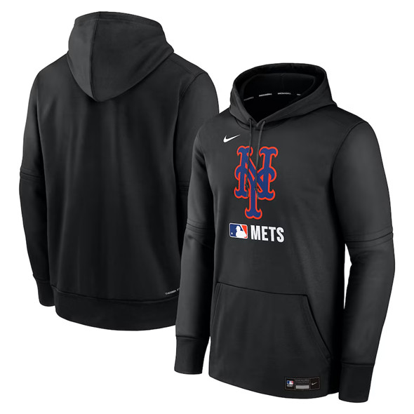 New York Mets Black Collection Performance Pullover Hoodie - Zenithce