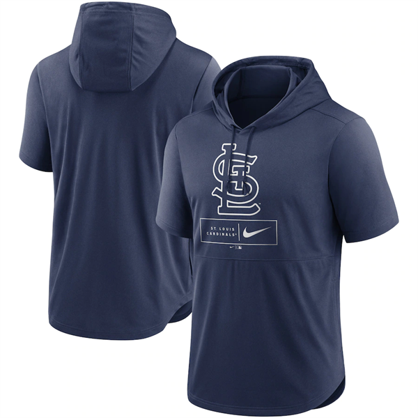 St. Louis Cardinals Navy Short Sleeve Pullover Hoodie - Zenithce