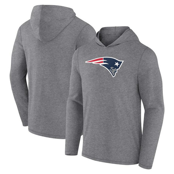 New England Patriots Heather Gray Primary Logo Long Sleeve Hoodie - Zenithce