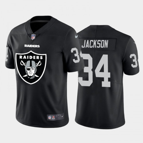 Raiders #34 Bo Jackson Black 2020 Team Big Logo Limited Stitched Jersey - Zenithce