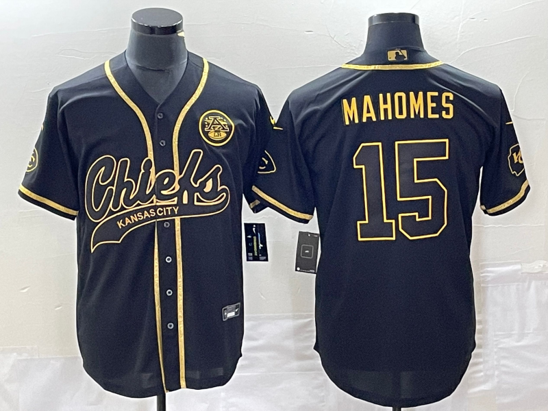 Kansas City Chiefs #15 Patrick Mahomes Black Gold Cool Bae Stitched Jersey - Zenithce