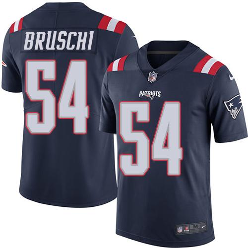 Patriots #54 Tedy Bruschi Navy Blue Stitched Limited Rush Nike Jersey - Zenithce