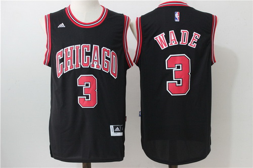 Chicago Bulls #3 Dwyane Wade Black White Revolution 30 Swingman Adidas Jersey - Zenithce