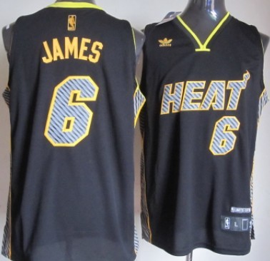 Miami Heat #6 LeBron James Black Electricity Fashion Jersey - Zenithce