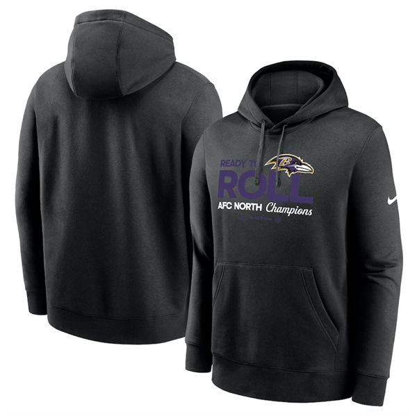 Baltimore Ravens Black 2024 AFC North Champions Locker Room Trophy Collection Pullover Hoodie - Zenithce
