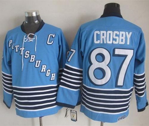 Penguins #87 Sidney Crosby Light Blue CCM Throwback Stitched Jersey - Zenithce