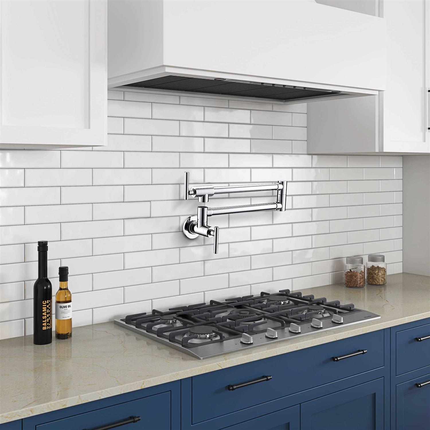 RENIST KITCHEN&BATH Modern Wall Mounted Pot Filler with Dual Swing Joints - Zenithce