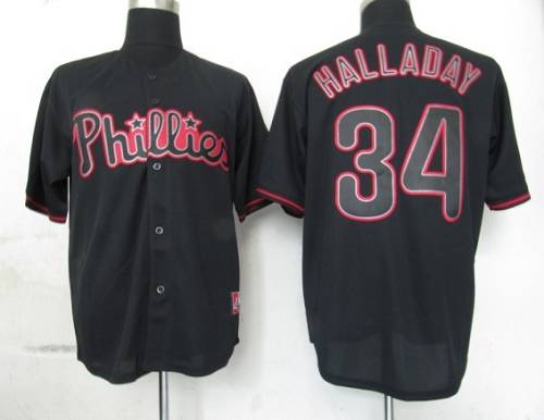 Phillies #34 Roy Halladay Black Fashion Stitched Jersey - Zenithce