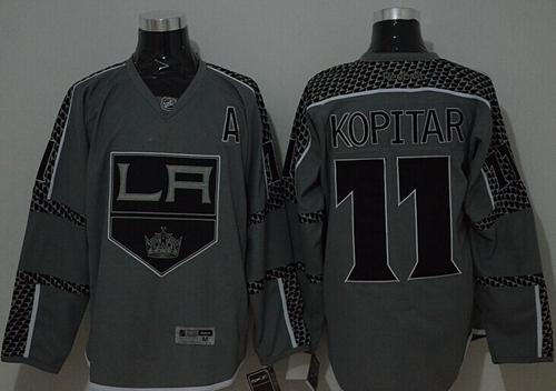 Kings #11 Anze Kopitar Charcoal Cross Check Fashion Stitched Jersey - Zenithce