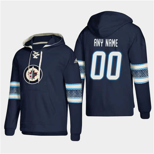 Winnipeg Jets Personalized Lace-Up Pullover Hoodie Blue - Zenithce