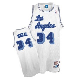 Los Angeles Lakers #34 Shaquille O'neal White Swingman Throwback Jersey - Zenithce