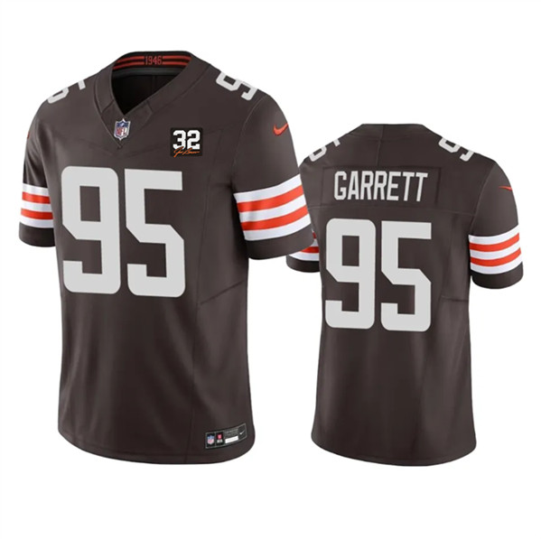 Cleveland Browns #95 Myles Garrett Brown 2023 F.U.S.E. With Jim Brown Memorial Patch Vapor Untouchable Limited Stitched Jersey - Zenithce