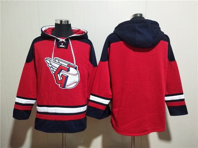 Cleveland Guardians Blank Red Lace-Up Pullover Hoodie - Zenithce