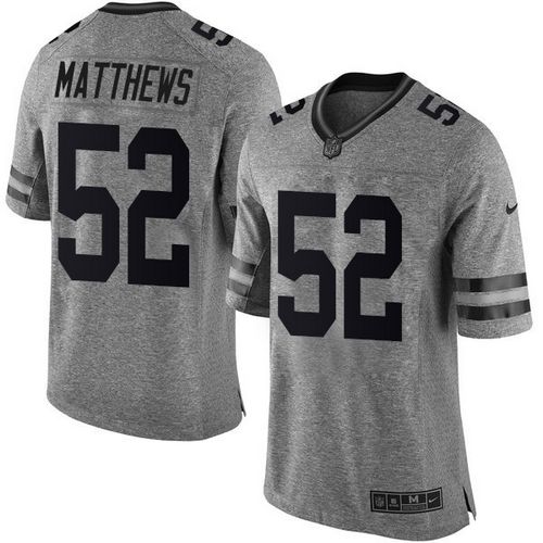 Packers #52 Clay Matthews Gray Stitched Limited Gridiron Gray Nike Jersey - Zenithce