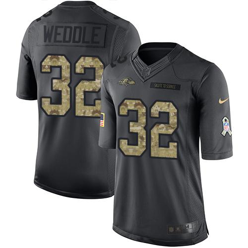 Ravens #32 Eric Weddle Black Stitched Limited 2016 Salute To Service Nike Jersey - Zenithce