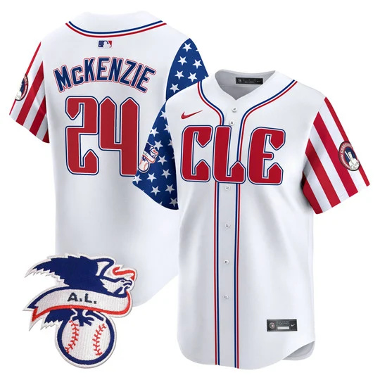 Cleveland Guardians #24 Triston McKenzie White 2024 Fourth Of July Vapor Premier Limited Stitched Jersey - Zenithce