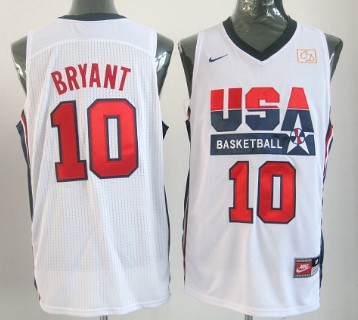 1992 Olympics Team USA #10 Kobe Bryant White Swingman Jersey - Zenithce