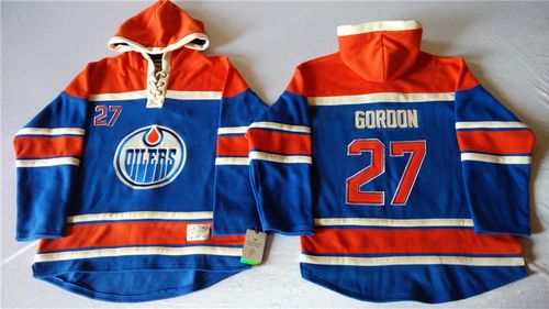 Oilers #27 Boyd Gordon Light Blue Sawyer Hooded Sweatshirt Stitched Jersey - Zenithce