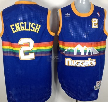 Denver Nuggets #2 Alex English Blue Rainbow Swingman Throwback Jersey - Zenithce