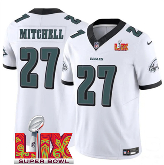 Philadelphia Eagles #27 Quinyon Mitchell White 2025 Super Bowl LIX Patch Vapor Untouchable Limited Stitched Jersey - Zenithce