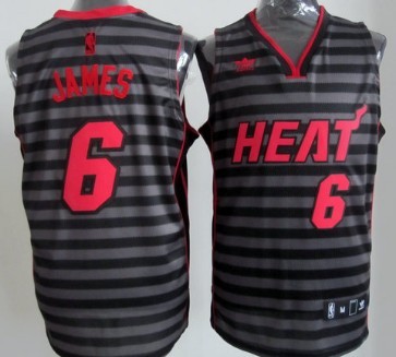 Miami Heat #6 LeBron James Gray With Black Pinstripe Jersey - Zenithce