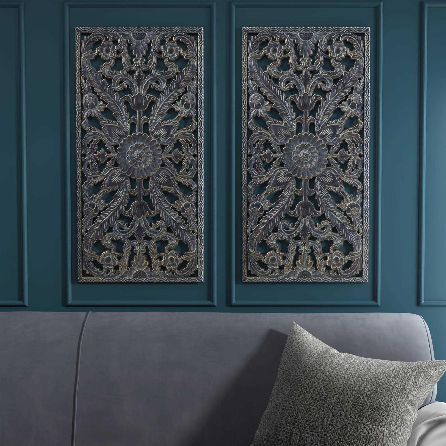 Madison Park Botanical Panel Carved Wall 2 Piece Set - Zenithce