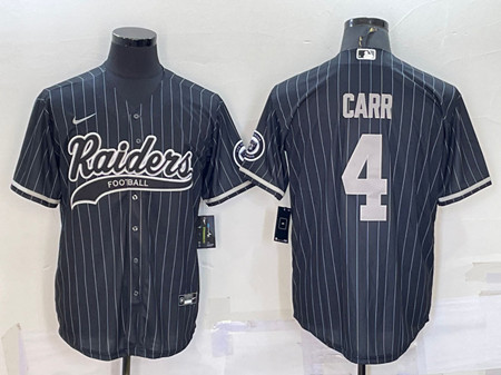 Las Vegas Raiders #4 Derek Carr Black With Patch Cool Base Stitched Baseball Jersey - Zenithce