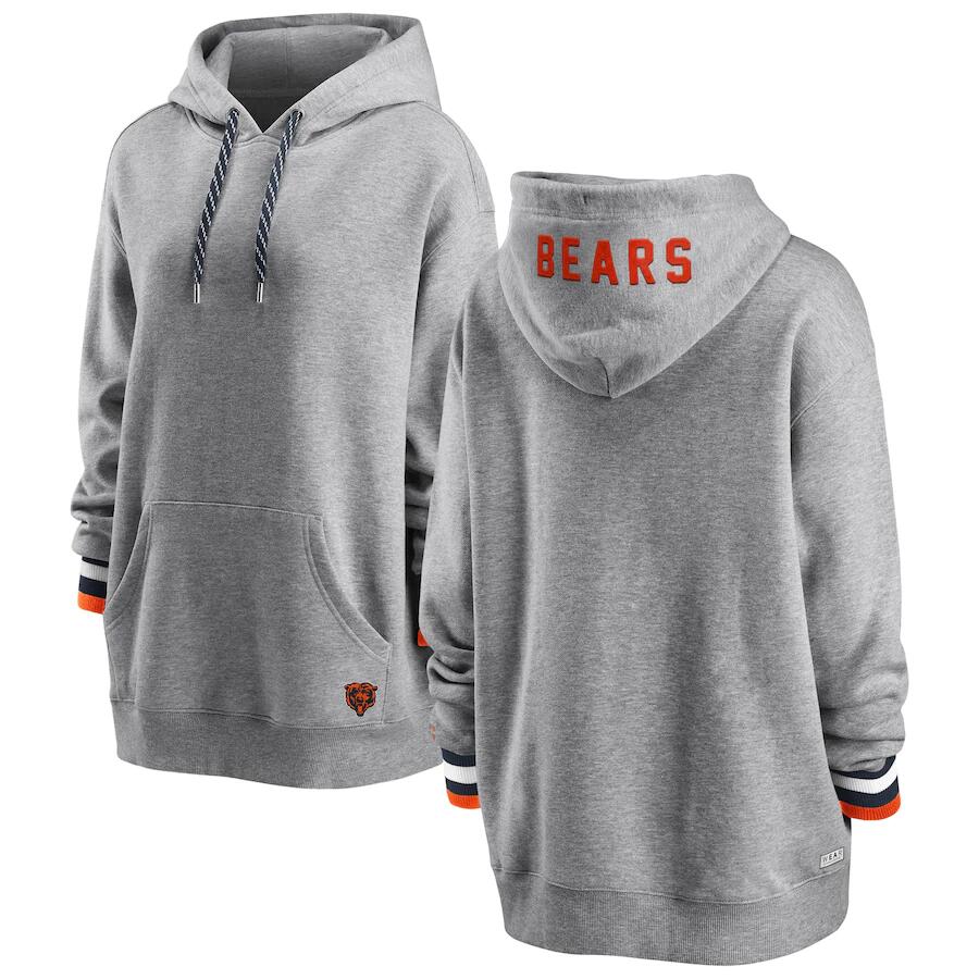 Women's Chicago Bears WEAR By Erin Andrews Heathered Gray Pullover Fleece Hoodie(Run Small) - Zenithce