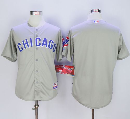Cubs Blank Grey Road Cool Base Stitched Jersey - Zenithce