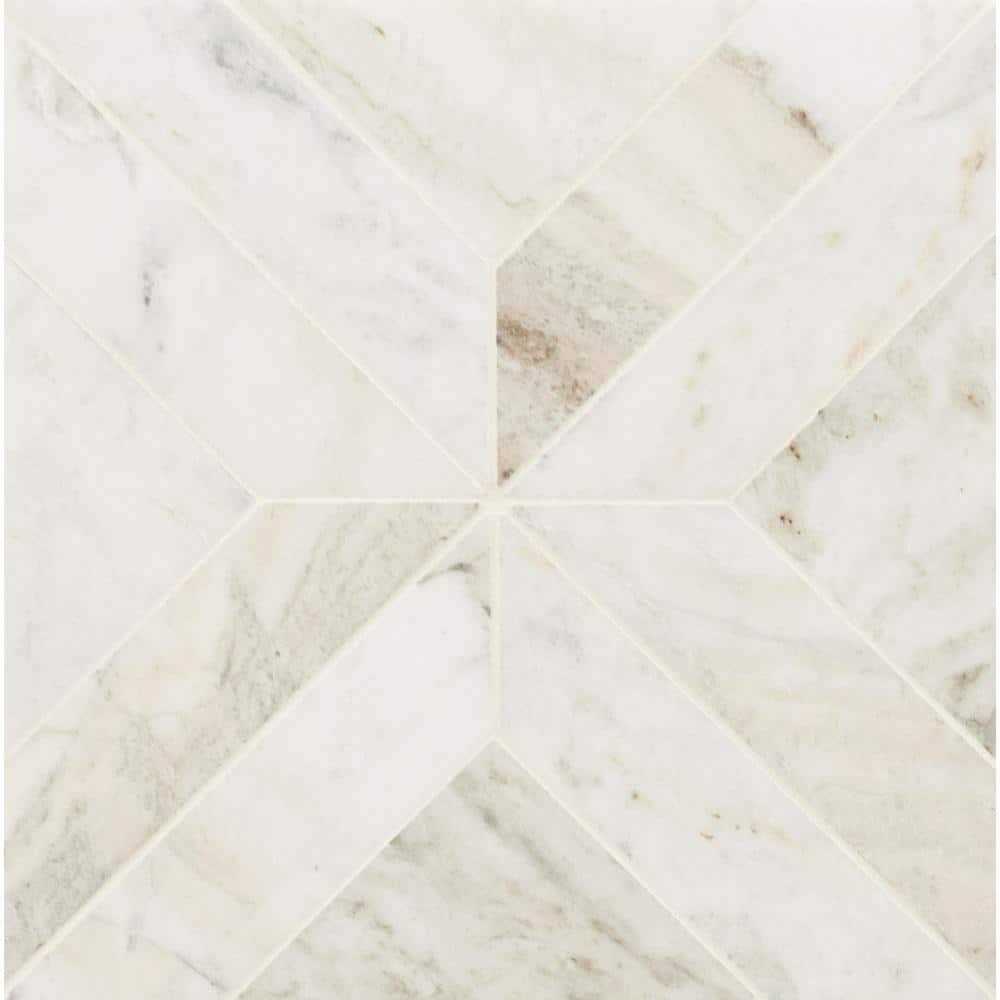 MSI Arabescato Venato White 12 in. x 12 in. x 10mm Honed Mosaic Marble Floor and Wall Tile - Zenithce