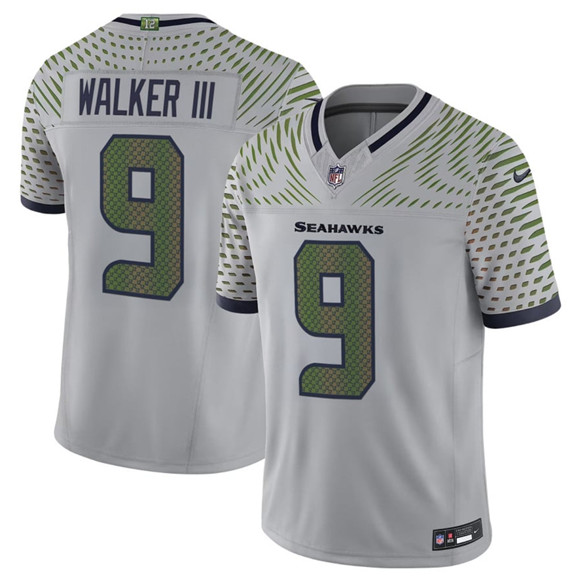 Seattle Seahawks #9 Kenneth Walker III Gray 2025 F.U.S.E. “Rivalries” Vapor Limited Stitched Jersey - Zenithce