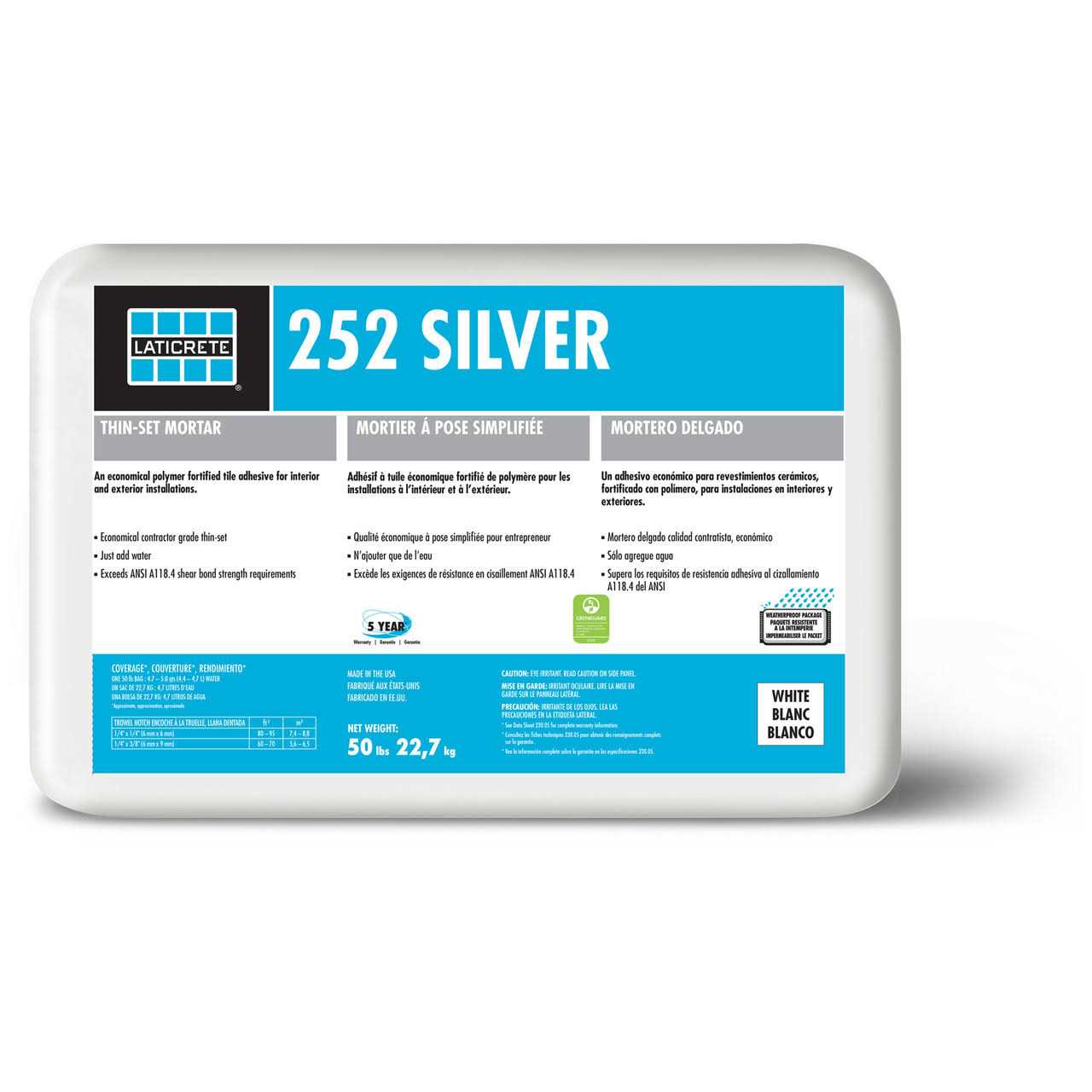 Laticrete 252 Silver Thin-set Mortar - Zenithce