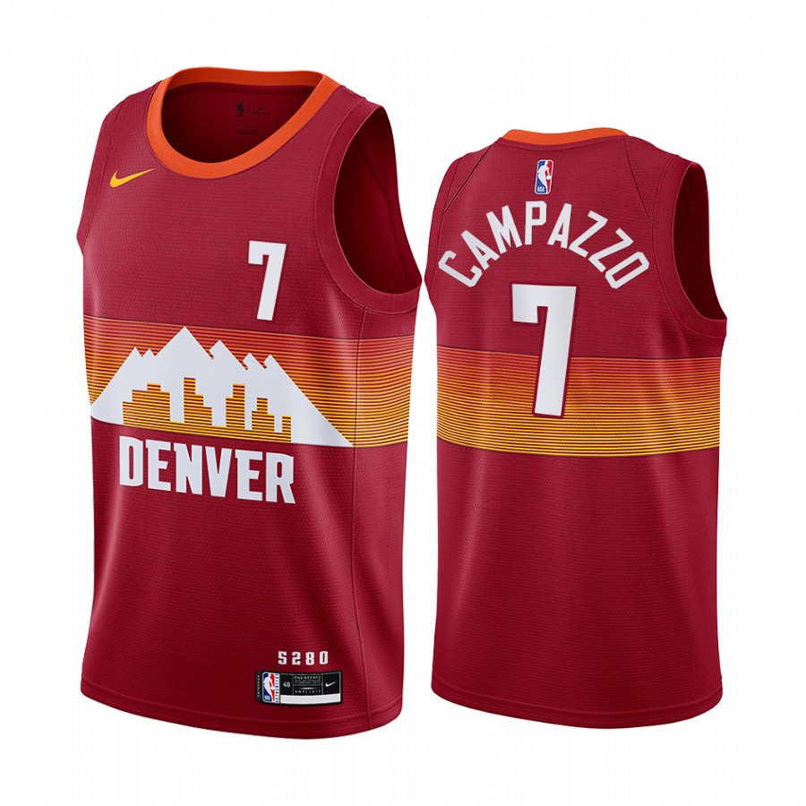 Nuggets #7 Facundo Campazzo Red Swingman 2020-21 City Edition Jersey - Zenithce