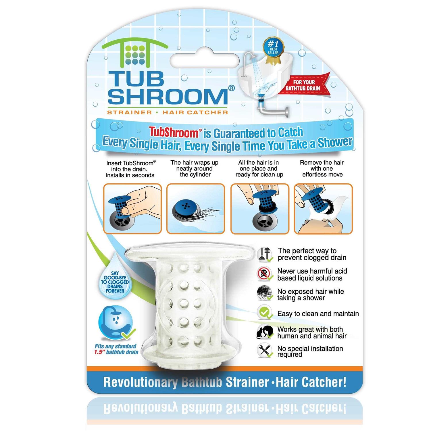 Tubshroom Tub Hair Catcher Drain Protector - Zenithce