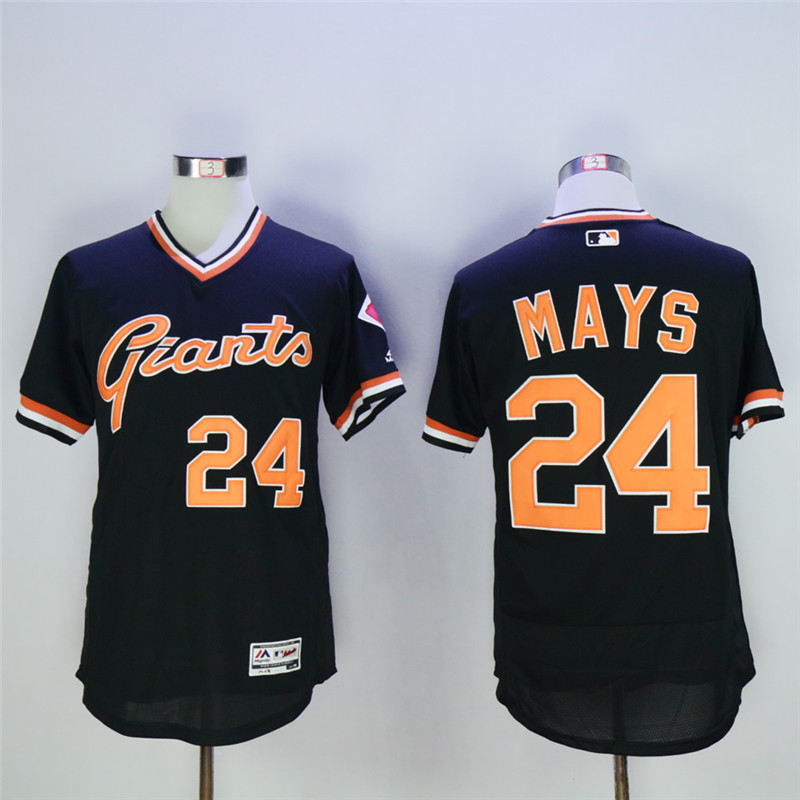 San Franciscoc Giants #24 Willie Mays Black Throwback Stitched Jersey - Zenithce