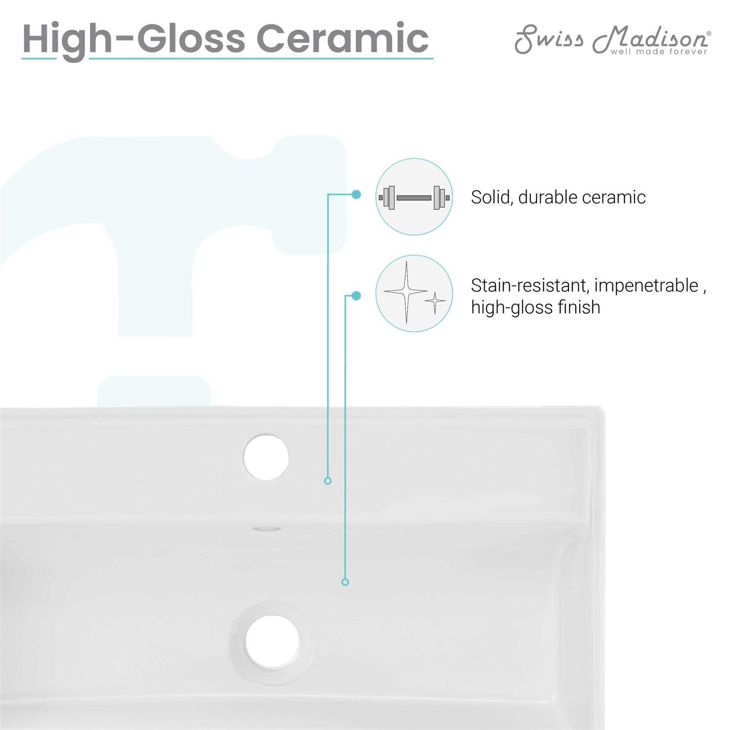 Swiss Madison Claire 20 Rectangle Ceramic Vessel Sink SM-VS203 - Zenithce