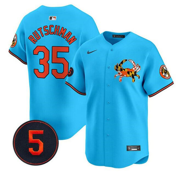 Baltimore Orioles #35 Adley Rutschman Blue With Patch Vapor Premier Limited Stitched Jersey - Zenithce