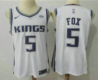 Sacramento Kings #5 De'Aaron Fox White 2017-2018 Authentic Stitched Jersey - Zenithce