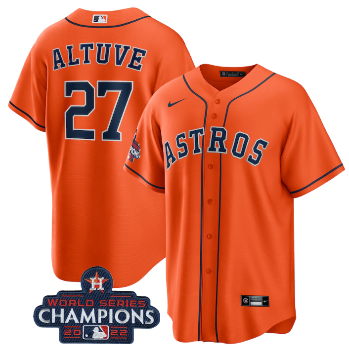 Houston Astros #27 Jose Altuve Orange 2022 World Series Champions Stitched Jersey - Zenithce