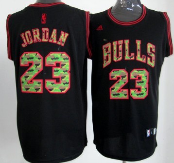 Chicago Bulls #23 Michael Jordan Black Camo Fashion Jersey - Zenithce