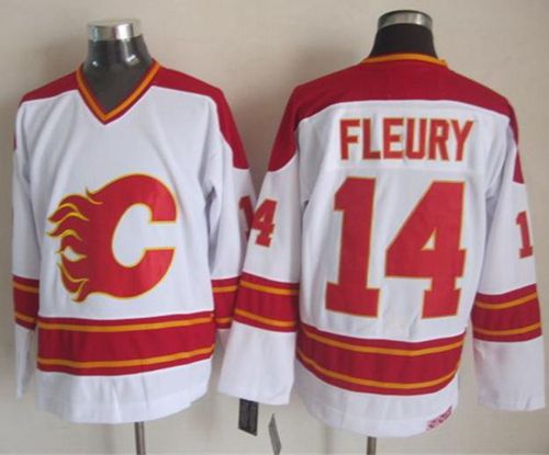 Flames #14 Theoren Fleury White CCM Throwback Stitched Jersey - Zenithce