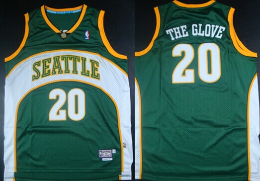 Seattle Supersonics #20 The Glove Nickname Green Swingman Throwback Jersey - Zenithce