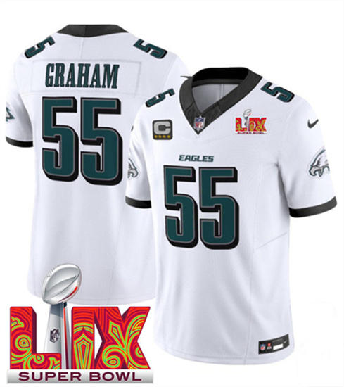 Philadelphia Eagles #55 Brandon Graham White 2025 Super Bowl LIX Patch Vapor Untouchable Limited Stitched Jersey - Zenithce