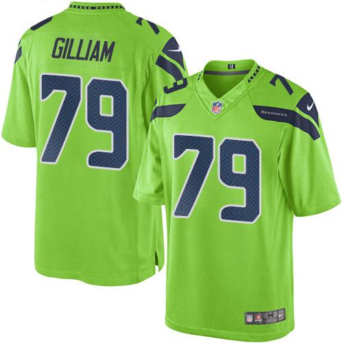 Seahawks #79 Garry Gilliam Green Stitched Limited Rush Nike Jersey - Zenithce