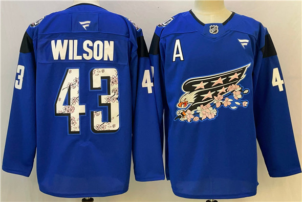 Washington Capitals #43 Tom Wilson Blue Cherry Blossom With A Patch Stitched Jersey - Zenithce
