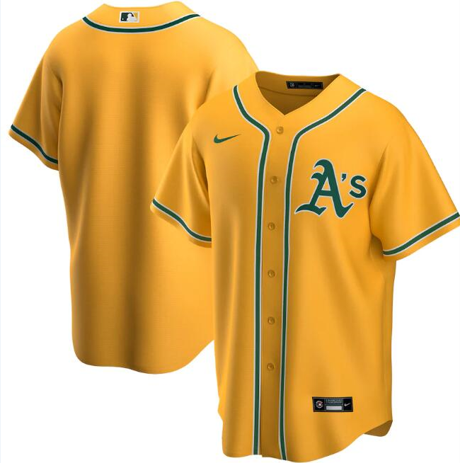 Oakland Athletics Yellow Blank Cool Base Stitched Jersey - Zenithce