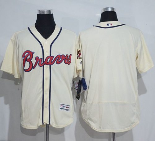 Braves Blank Cream Flexbase Authentic Collection Stitched Jersey - Zenithce