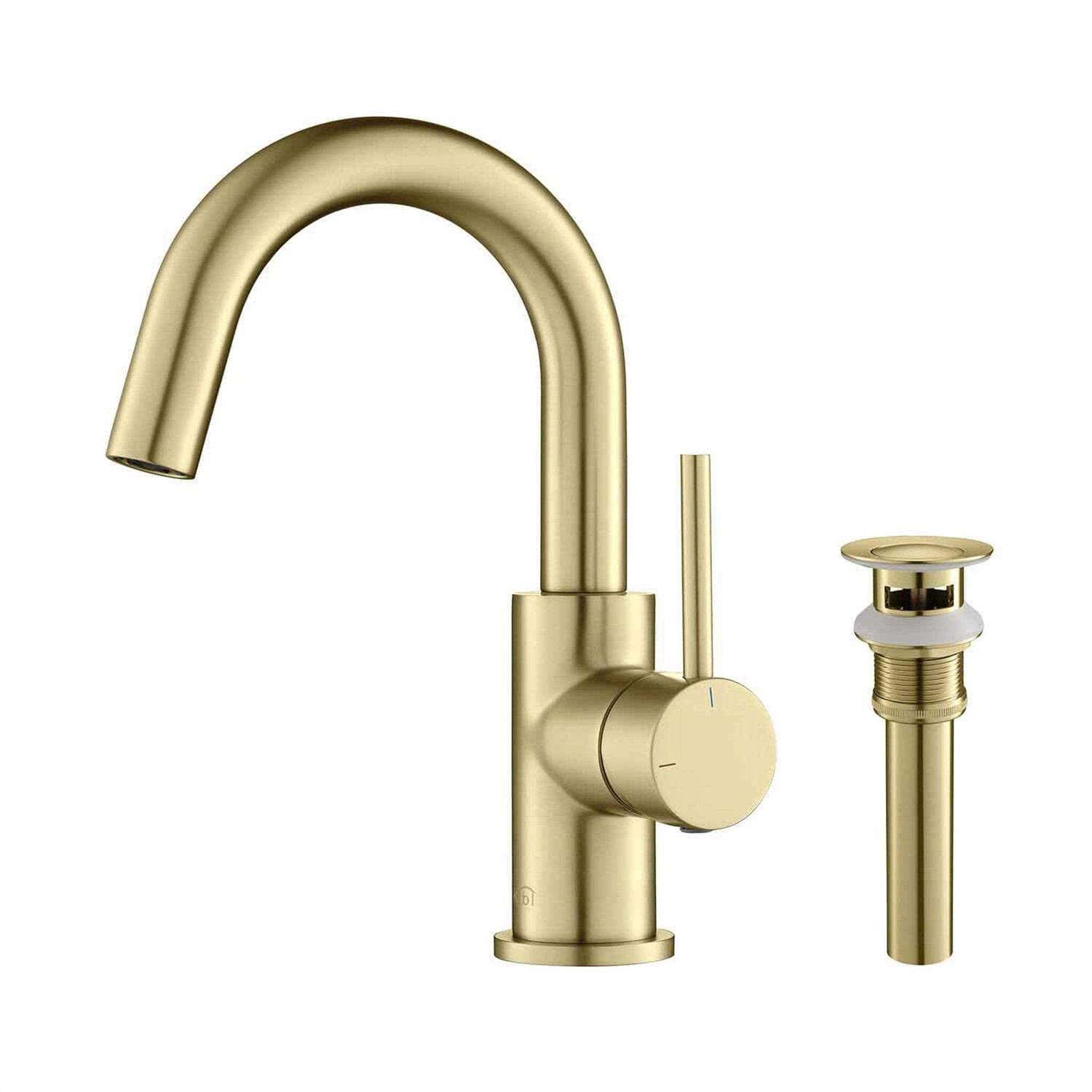 KIBI Circular Single Handle High-Arc Bathroom Sink Faucet with Pop Up Drain C-KBF1021 - Zenithce