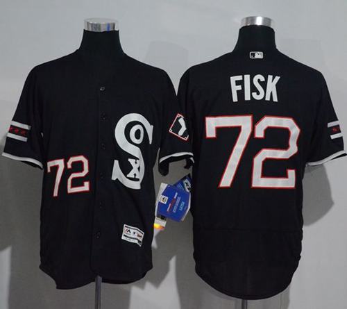 White Sox #72 Carlton Fisk Black New Flexbase Authentic Collection Stitched Jersey - Zenithce