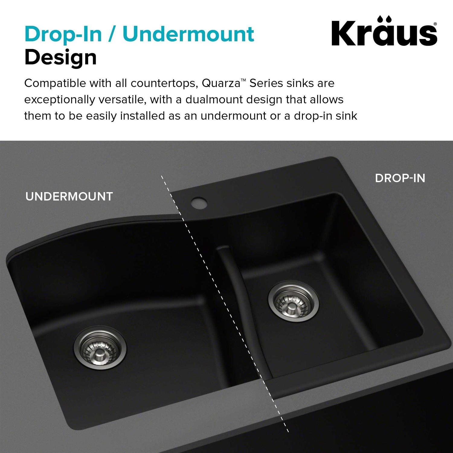 Kraus Quarza 25 Dual Mount Single Bowl Granite Kitchen Sink KGD-441 - Zenithce